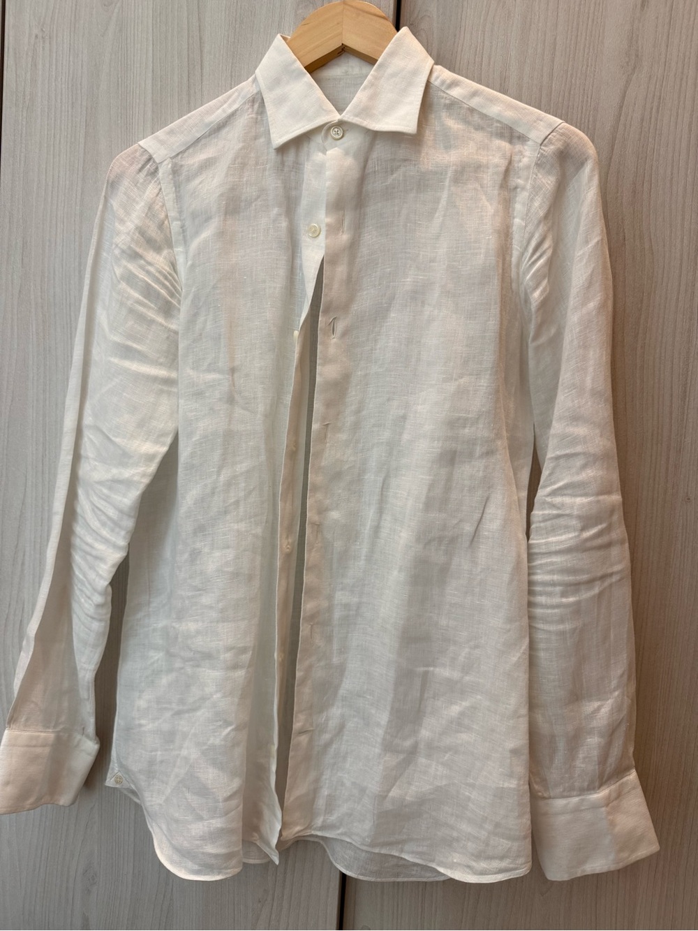 Men's White Linen-Cotton Button-Down Shirt